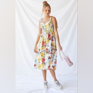 Urban Outfitters Linen Blend Sundress Floral M with Pockets